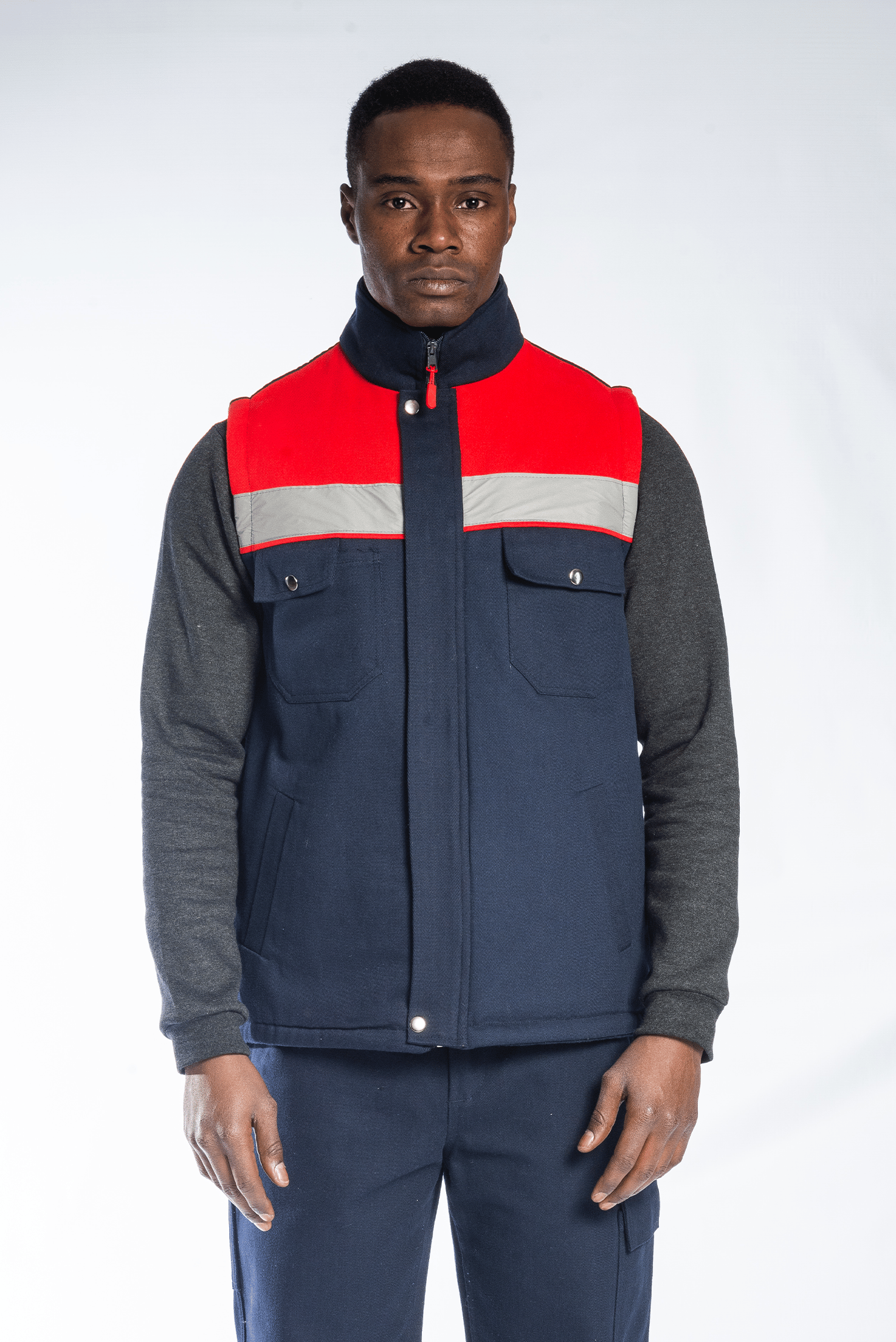 İş Kıyafetleri | Oscar Yelek Kırmızı Lacivert | Konemon Tekstil | iş elbiseleri | iş ayakkabısı | iş kıyafeti satan yerler